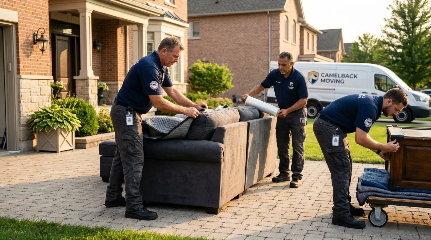 Large estate moving crew wrapping furniture in Hohenwald, TN